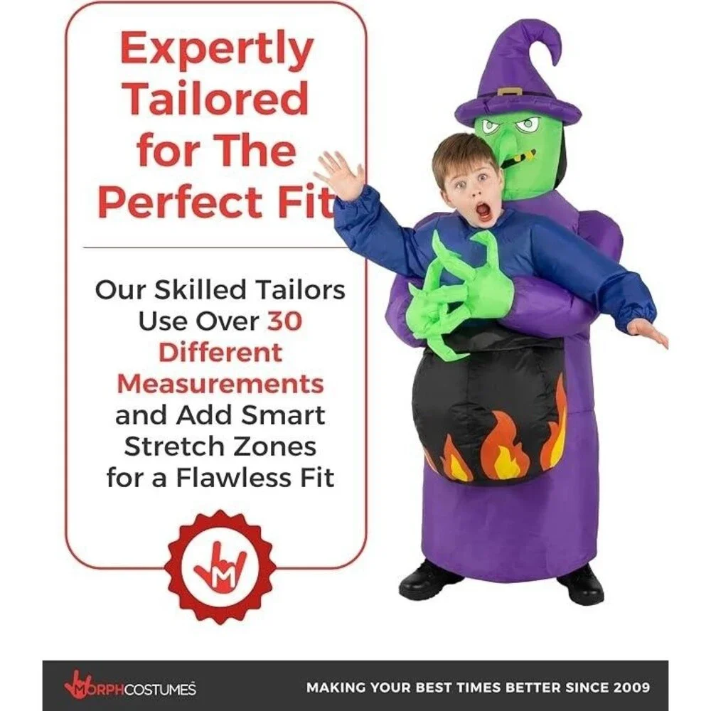 Inflatable Witch Cauldron Pick Me Up Costume Scary Halloween Morph Kids One Size